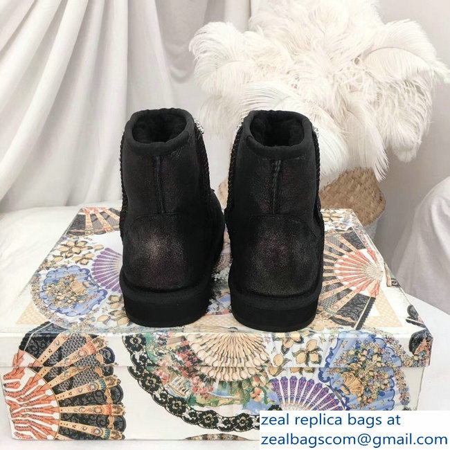 Dolce  &  Gabbana Heel 3cm Ankle Boots Black Crystals 03 2018